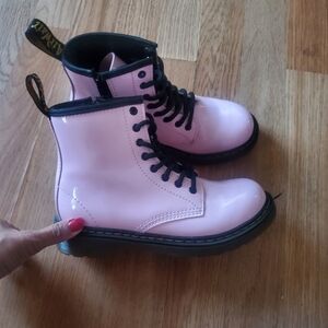 Doc Marten Girls Pink Combat Boots, Size 2
